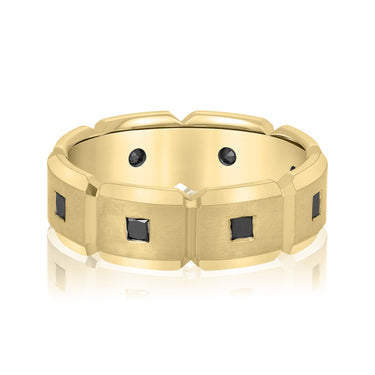 7mm Heavy Weight Mens Band with Diamond – Lab Diamond Men's Band in 18K Gold | Just Brilliant – close-up view