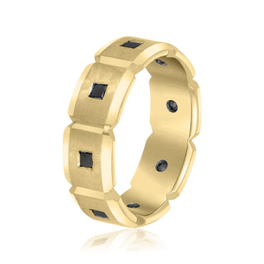 7mm Heavy Weight Mens Band with Diamond – Lab Diamond Men's Band in 18K Gold | Just Brilliant – lifestyle view