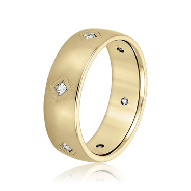 7mm Heavy Weight Mens Band with Diamond – Lab Diamond Men's Band in 18K Gold | Just Brilliant – lifestyle view
