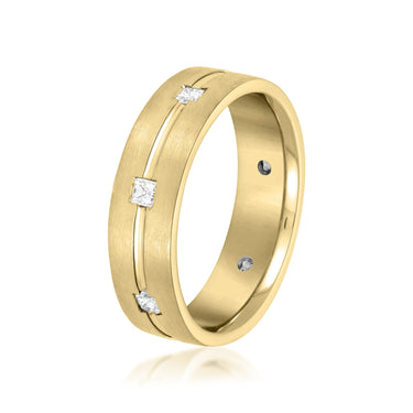 6mm Heavy Weight Mens Band with Diamond – Lab Diamond Men's Band in 18K Gold | Just Brilliant – lifestyle view