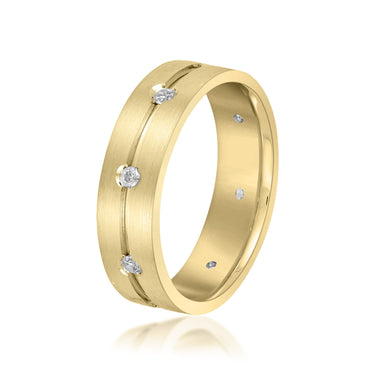 6mm Heavy Weight Mens Band with Diamond – Lab Diamond Men's Band in 18K Gold | Just Brilliant – lifestyle view