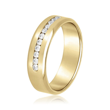6mm Heavy Weight Mens Band with Diamond – Lab Diamond Men's Band in 18K Gold | Just Brilliant – lifestyle view