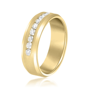 7mm Heavy Weight Mens Band with Diamond – Lab Diamond Men's Band in 18K Gold | Just Brilliant – lifestyle view