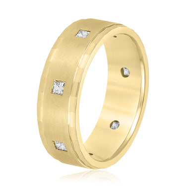 7mm Heavy Weight Mens Band with Diamond – Lab Diamond Men's Band in 18K Gold | Just Brilliant – lifestyle view