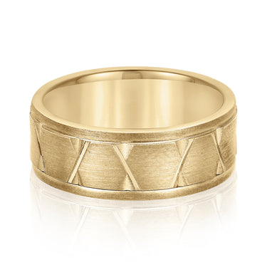 8mm Heavy Weight Mens Band – Lab Diamond Men's Band in 18K Gold | Just Brilliant – close-up view