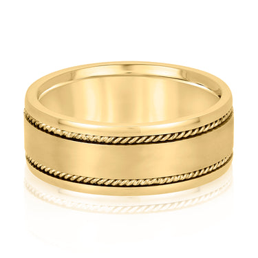8mm Heavy Weight Mens Band – Lab Diamond Men's Band in 18K Gold | Just Brilliant – close-up view