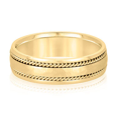 6mm Heavy Weight Mens Band – Lab Diamond Men's Band in 18K Gold | Just Brilliant – close-up view