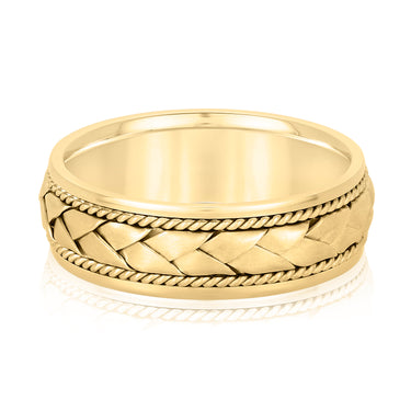 7mm Heavy Weight Mens Band – Lab Diamond Men's Band in 18K Gold | Just Brilliant – close-up view