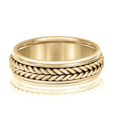 7mm Heavy Weight Mens Band – Lab Diamond Men's Band in 18K Gold | Just Brilliant – close-up view
