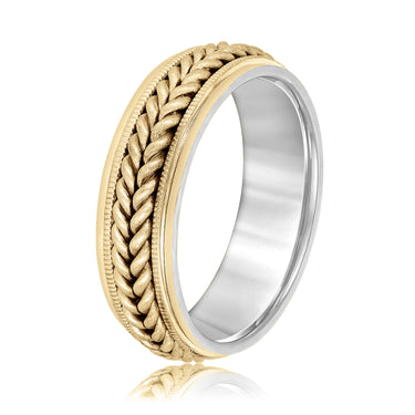 7mm Heavy Weight Mens Band – Lab Diamond Men's Band in 18K Gold | Just Brilliant – angle view