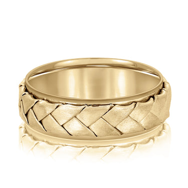 7mm Heavy Weight Mens Band – Lab Diamond Men's Band in 18K Gold | Just Brilliant – close-up view