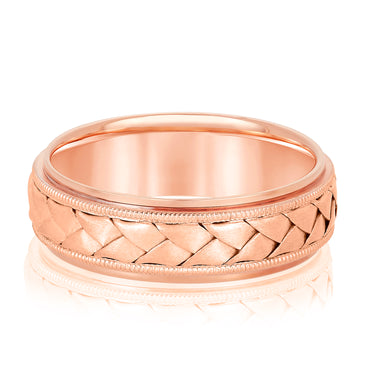 7mm Heavy Weight Mens Band – Lab Diamond Men's Band in 18K Gold | Just Brilliant – close-up view