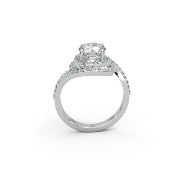 Opulent Grace Ring by Just Brilliant – 2.5ct lab diamond pavé ring in 18K white gold – close-up view