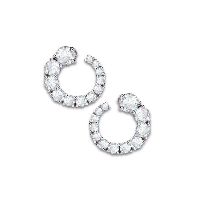 Spiral Symphony Earrings by Just Brilliant – 6.6ct spiral lab diamond earrings in 18K white gold