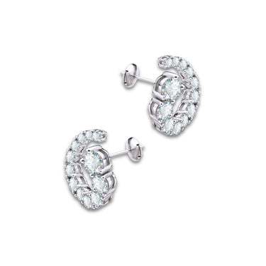 Spiral Symphony Earrings by Just Brilliant – 6.6ct spiral lab diamond earrings in 18K white gold – detail view