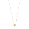 Sunset Glow Necklace by Just Brilliant – 2.5ct yellow lab diamond halo necklace in 18K white gold