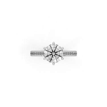 Timeless Solitaire Engagement Ring by Just Brilliant – lab-grown diamond ring in 18K white gold – detail view