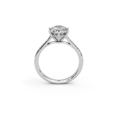 Timeless Solitaire Engagement Ring by Just Brilliant – lab-grown diamond ring in 18K white gold – close-up view