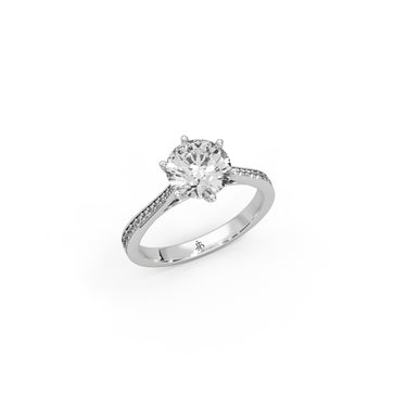 Timeless Solitaire Engagement Ring by Just Brilliant – lab-grown diamond ring in 18K white gold – lifestyle view