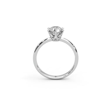Elegant Solitaire Engagement Ring by Just Brilliant – lab-grown diamond ring in 18K white gold – close-up view