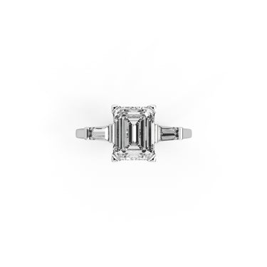 Vivid Luxe Ring by Just Brilliant – 2.5ct baguette lab diamond ring in 18K white gold – detail view