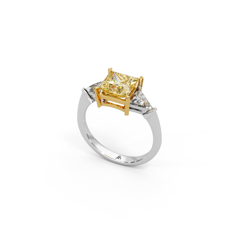 Vivid Sol Ring by Just Brilliant – 5.5ct fancy yellow lab diamond ring in 18K white gold
