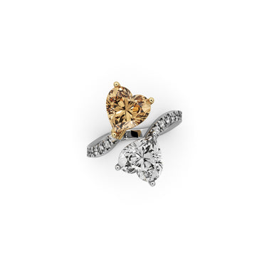 Harmony Hearts Ring by Just Brilliant – elegant lab diamond ring in 18K white gold – detail view