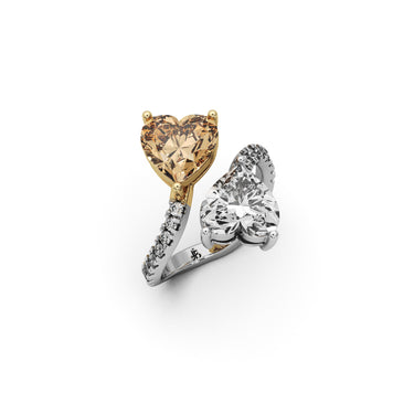 Harmony Hearts Ring by Just Brilliant – elegant lab diamond ring in 18K white gold – close-up view