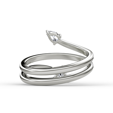 Just Brilliant Bypass Wrap ring in 18K White Gold, back view