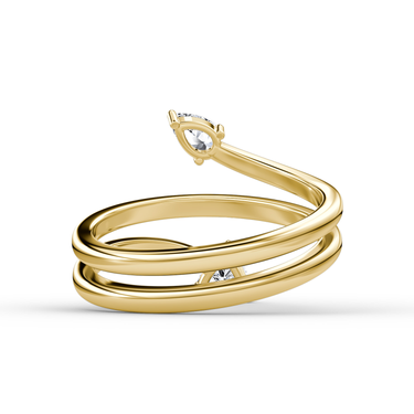 Just Brilliant Bypass Wrap ring in 18K Yellow Gold, back view