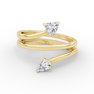 Just Brilliant Bypass Wrap ring in 18K Yellow Gold, front view