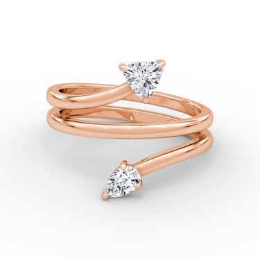 Just Brilliant Bypass Wrap ring in 18K Rose Gold, front view