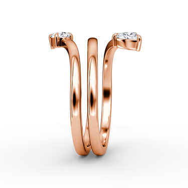 Just Brilliant Bypass Wrap ring in 18K Rose Gold, side view