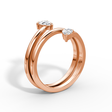 Just Brilliant Bypass Wrap ring in 18K Rose Gold, upright view