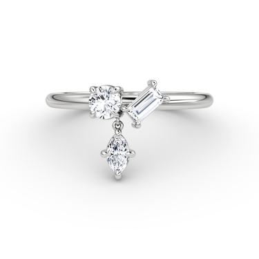 Just Brilliant Falling Star Ring, 18K White Gold, front view