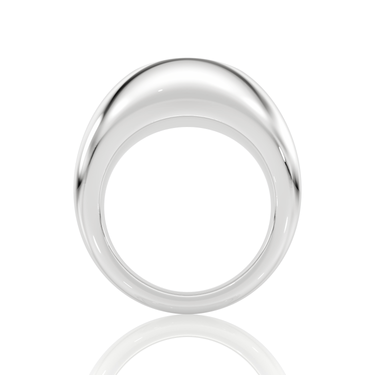 Just Brilliant oval dome band in 18K White Gold, profile view.