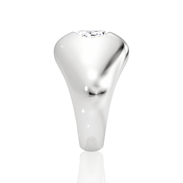Just Brilliant oval dome band in 18K White Gold, side view.