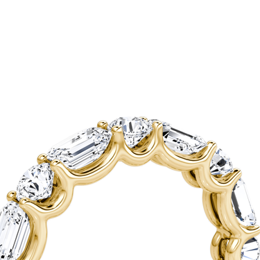 Alternating Shapes Eternity Band in 18K Yellow Gold — detail view