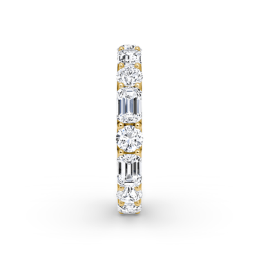 Alternating Shapes Eternity Band in 18K Yellow Gold — side view