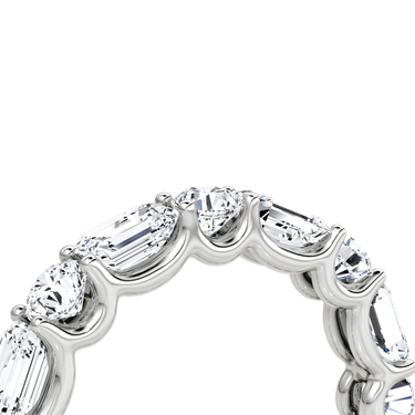 Alternating Shapes Eternity Band in 18K White Gold — detail view