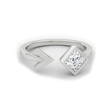 Just Brilliant Arrow Cuff Ring, 0.50Ct / Princess, 18K White Gold, front view
