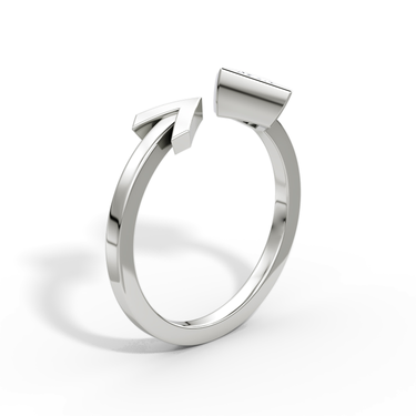 Just Brilliant Arrow Cuff Ring, 0.50Ct / Princess, 18K White Gold, upright2 view