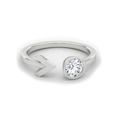 Just Brilliant Arrow Cuff Ring, 0.40Ct / Round Brilliant, 18K White Gold, front view