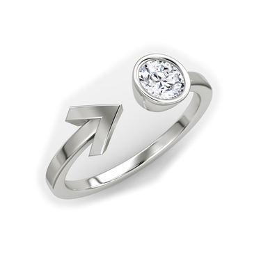 Just Brilliant Arrow Cuff Ring, 0.40Ct / Round Brilliant, 18K White Gold, upright view