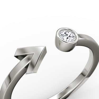 Just Brilliant Arrow Cuff Ring, 0.10Ct / Round Brilliant, 18K White Gold, detail2 view