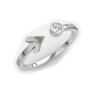 Just Brilliant Arrow Cuff Ring, 0.10Ct / Round Brilliant, 18K White Gold, upright view