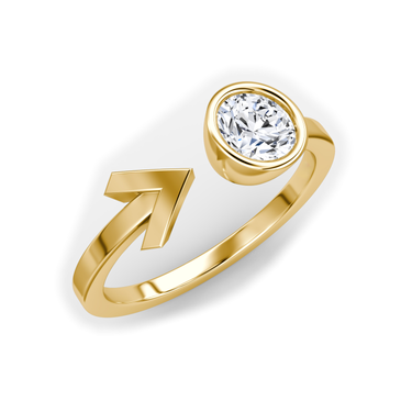 Just Brilliant Arrow Cuff Ring, 0.50Ct / Round Brilliant, 18K Yellow Gold, upright view
