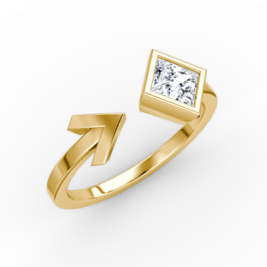 Just Brilliant Arrow Cuff Ring, 0.50Ct / Princess, 18K Yellow Gold, upright view