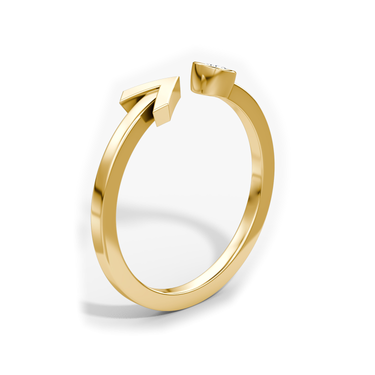 Just Brilliant Arrow Cuff Ring, 0.10Ct / Round Brilliant, 18K Yellow Gold, upright2 view