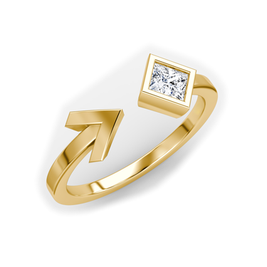Just Brilliant Arrow Cuff Ring, 0.25Ct / Princess, 18K Yellow Gold, upright view